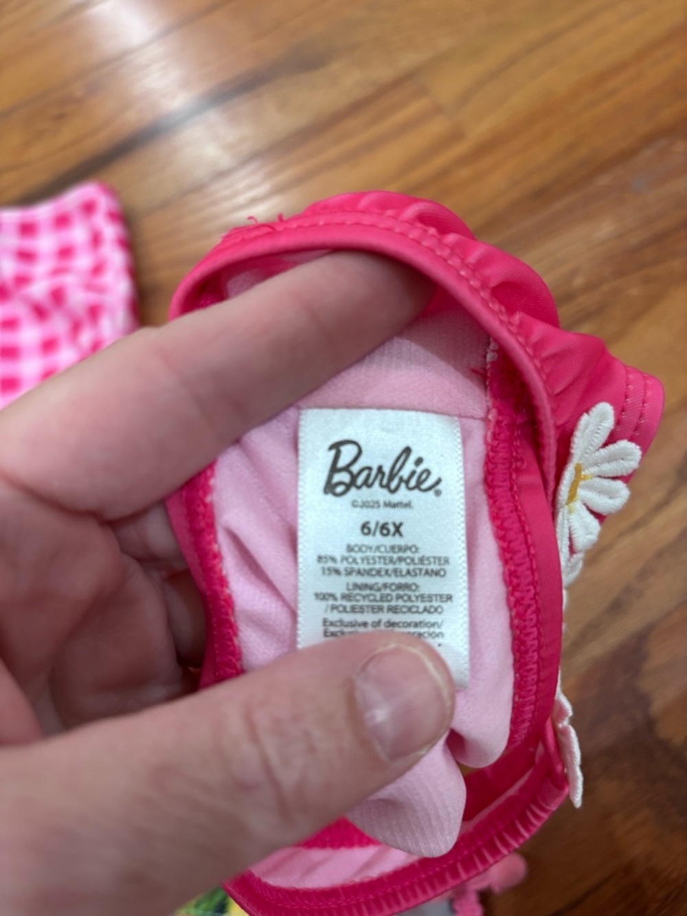 Barbie Girls Swimming Suit 2 Piece Bikini and Top Pink 6/6X - Picture 7 of 8